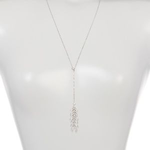 Nadri Florence Feather Necklace Silver Crystal